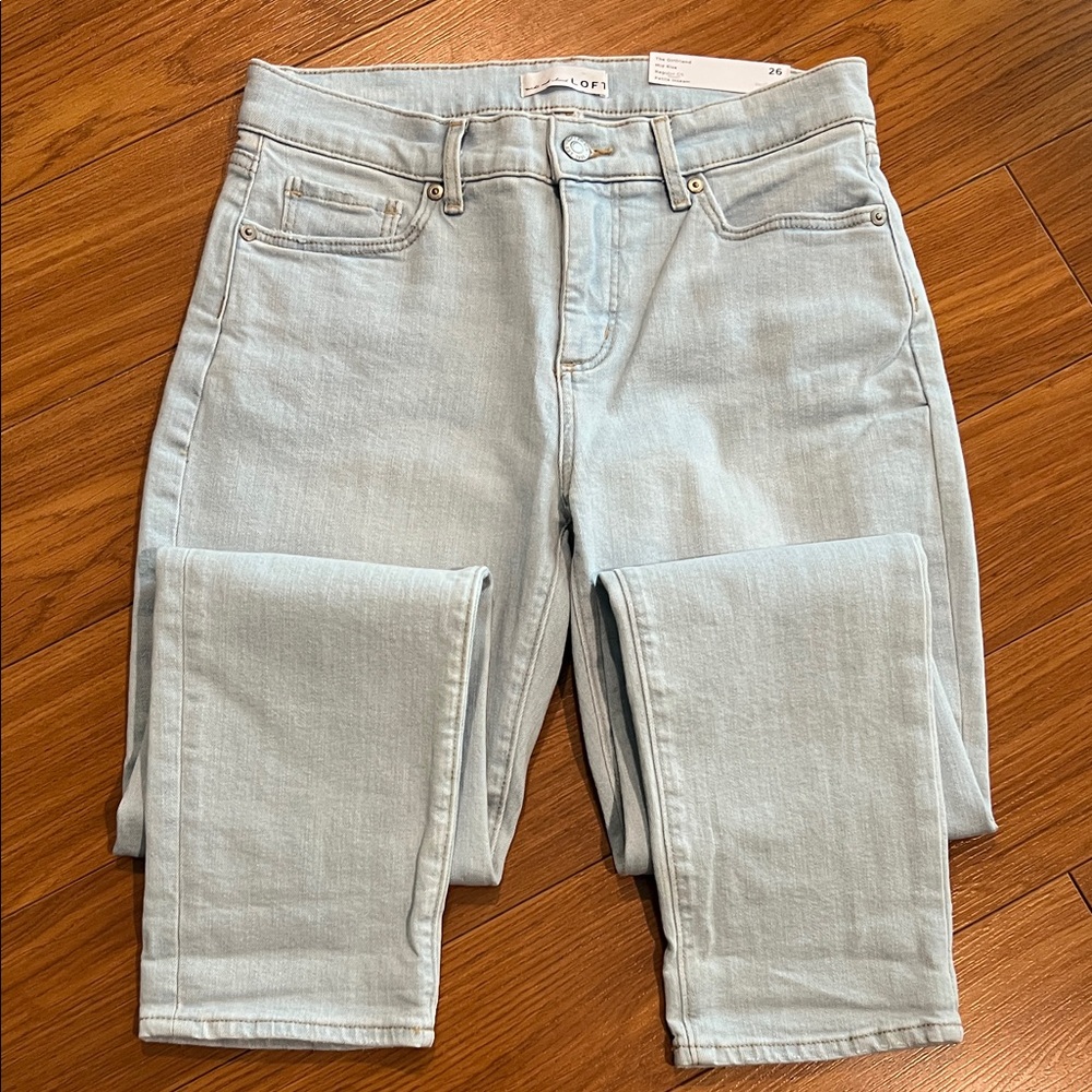 LOFT Mid Rise The Girlfriend Light Wash Jeans